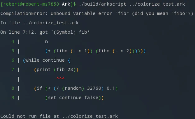 Variable name suggestion and error coloring